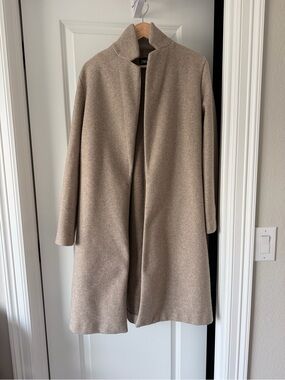 Zara Neutral Taupe Open-Front Coat